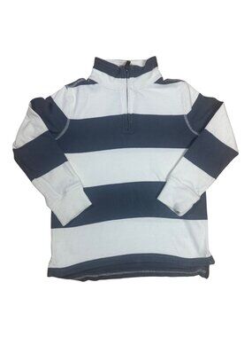 ✨ Crewcuts J.Crew Boys Gray White Striped Quarter Zip Sweatshirt Size 6-7 ✨